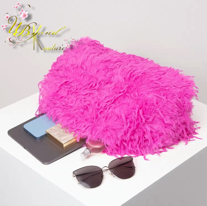 Keep Me Close Feather Clutch Bag