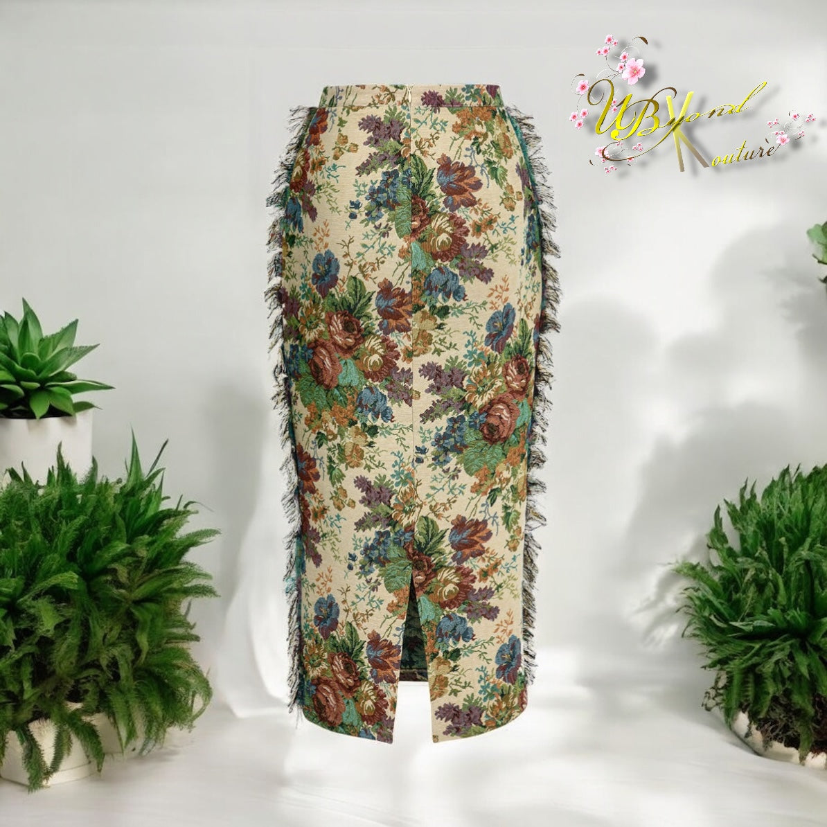 Magnolia Fringe Zipper Midi Skirt