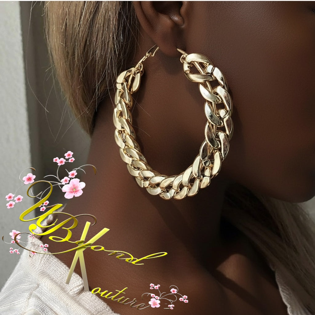 Chunky Cuban Link Hoop Earrings