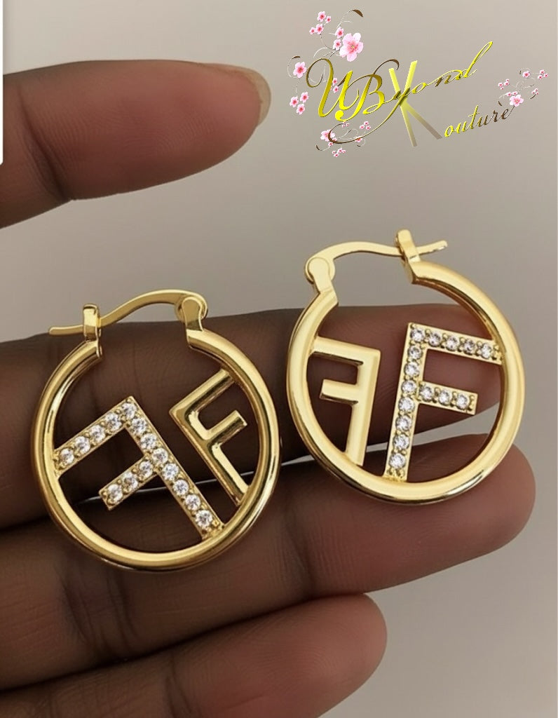 F Letter Hoop Earrings