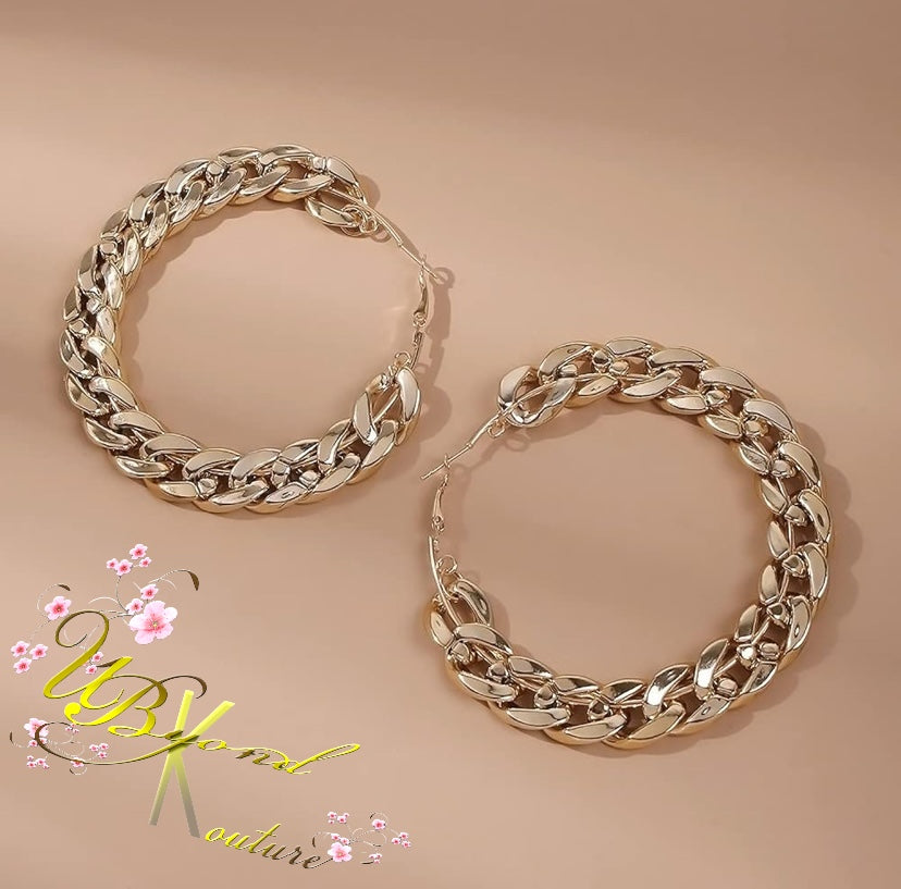 Chunky Cuban Link Hoop Earrings