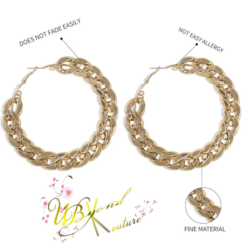 Chunky Cuban Link Hoop Earrings