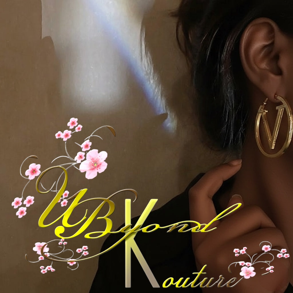 V Letter Hoop Earrings