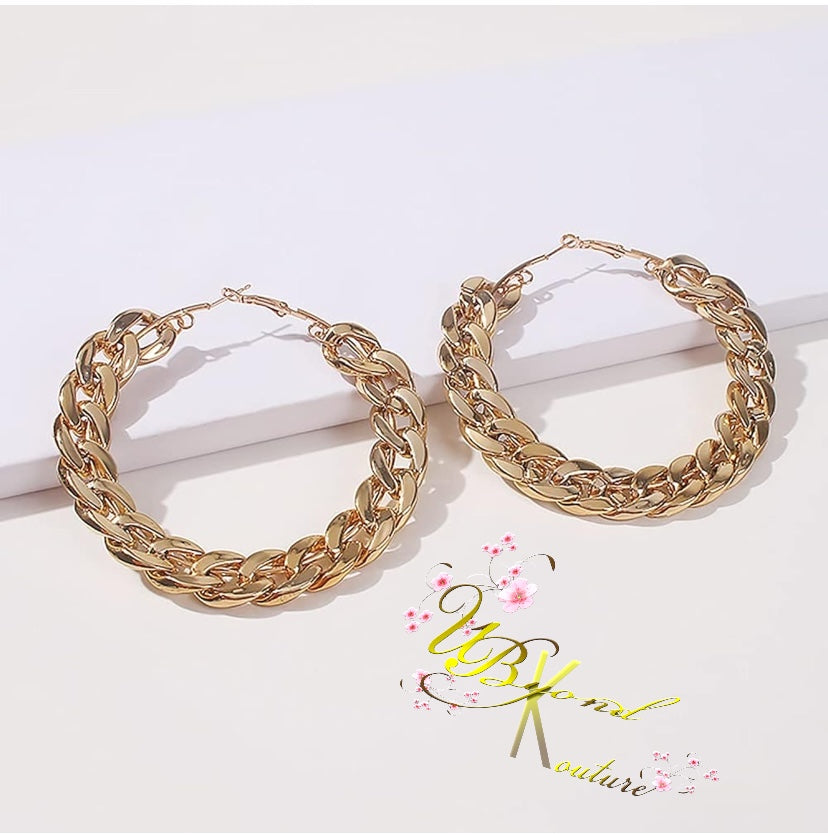 Chunky Cuban Link Hoop Earrings