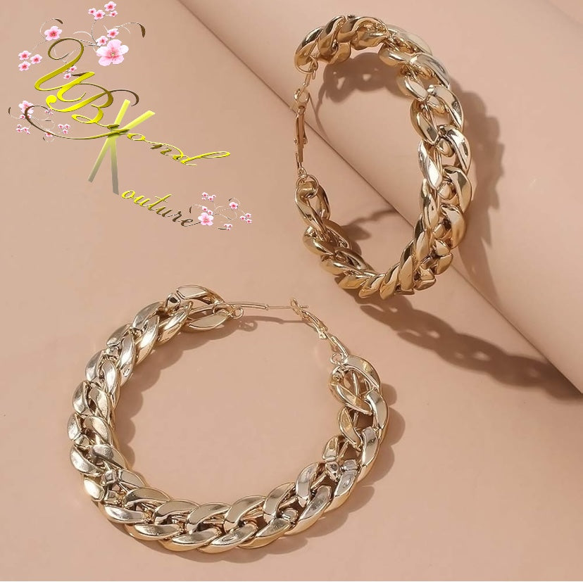 Chunky Cuban Link Hoop Earrings