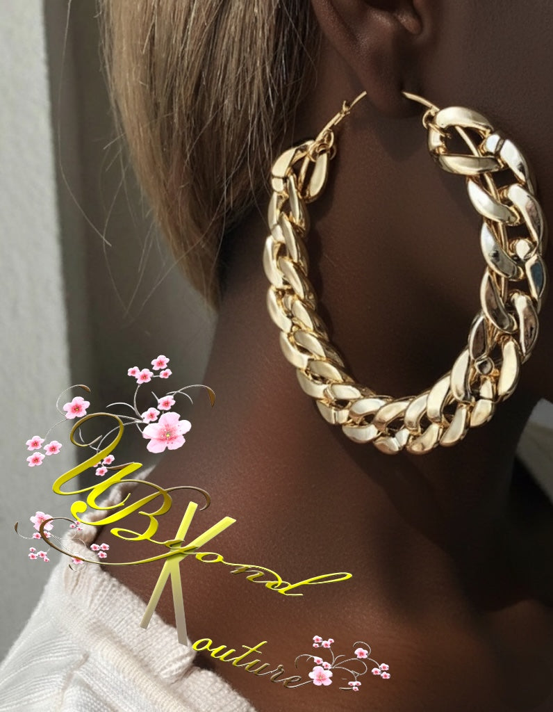 Chunky Cuban Link Hoop Earrings