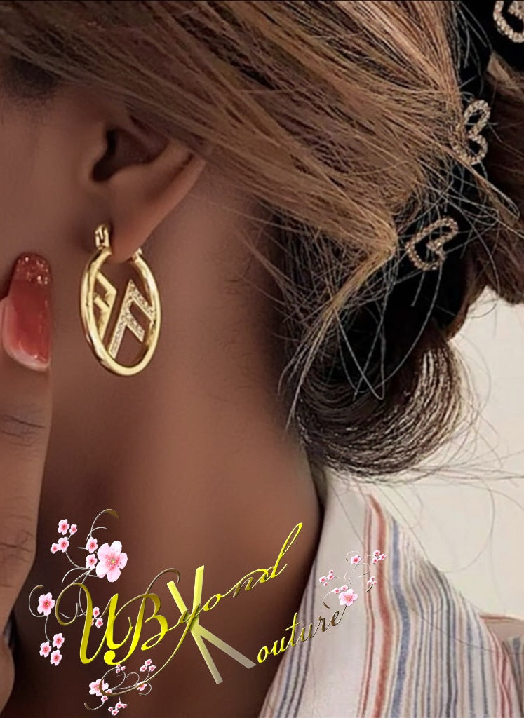 F Letter Hoop Earrings