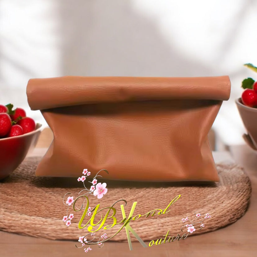Rolled Down Pu Leather Clutch Bag