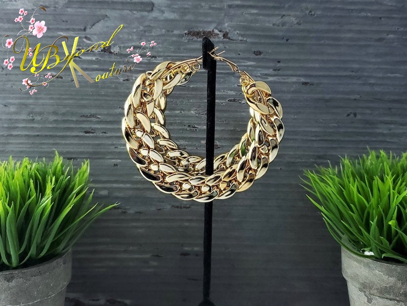 Chunky Cuban Link Hoop Earrings
