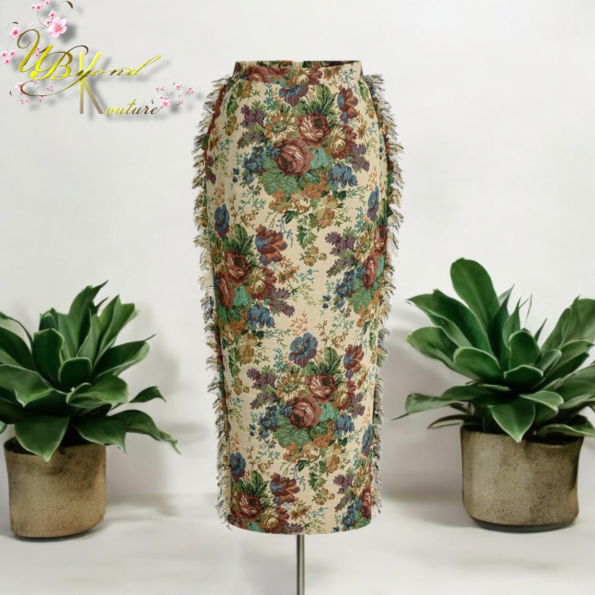 Magnolia Fringe Zipper Midi Skirt