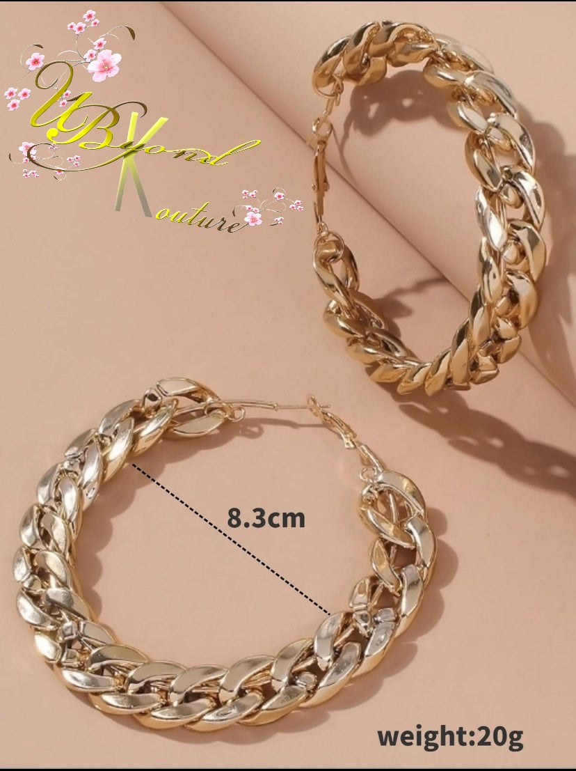 Chunky Cuban Link Hoop Earrings