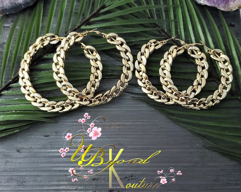 Chunky Cuban Link Hoop Earrings