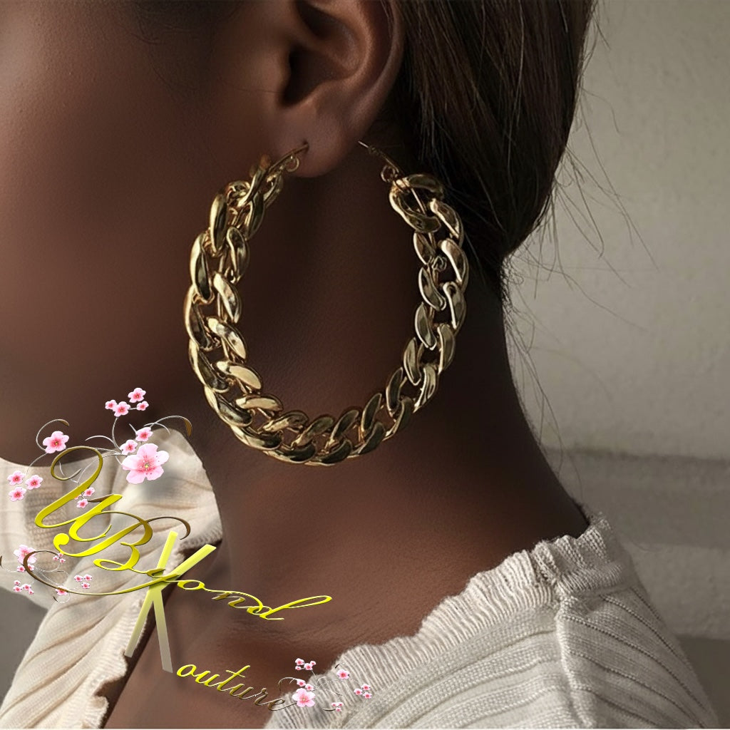 Chunky Cuban Link Hoop Earrings
