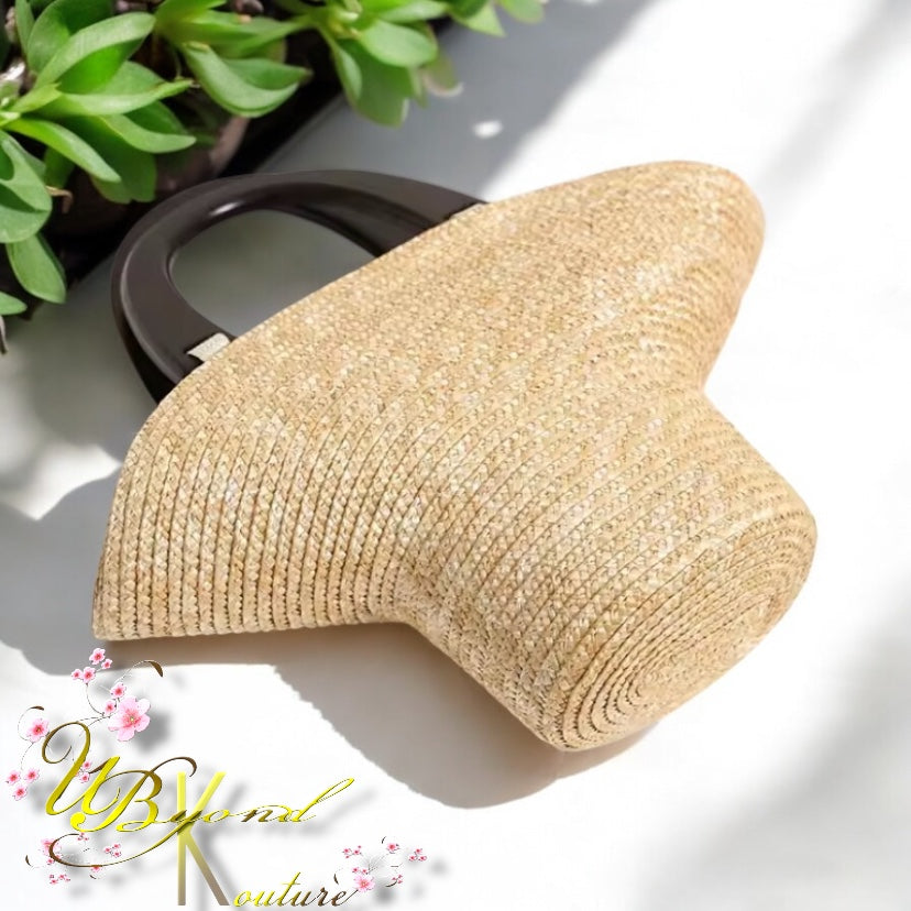 Woven Straw Bucket Hat Beach Tote Bag