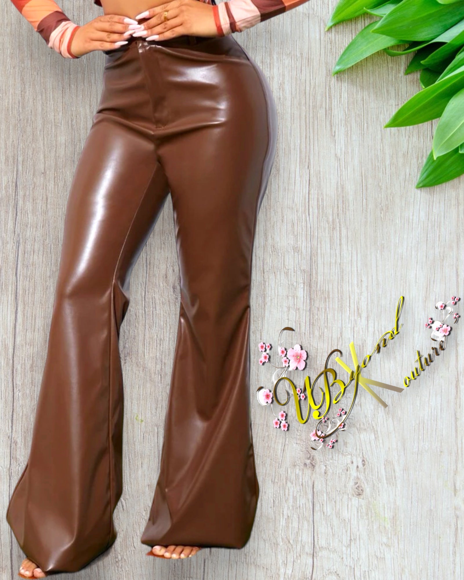 Chocolate City PU Leather Flare Leg Pants