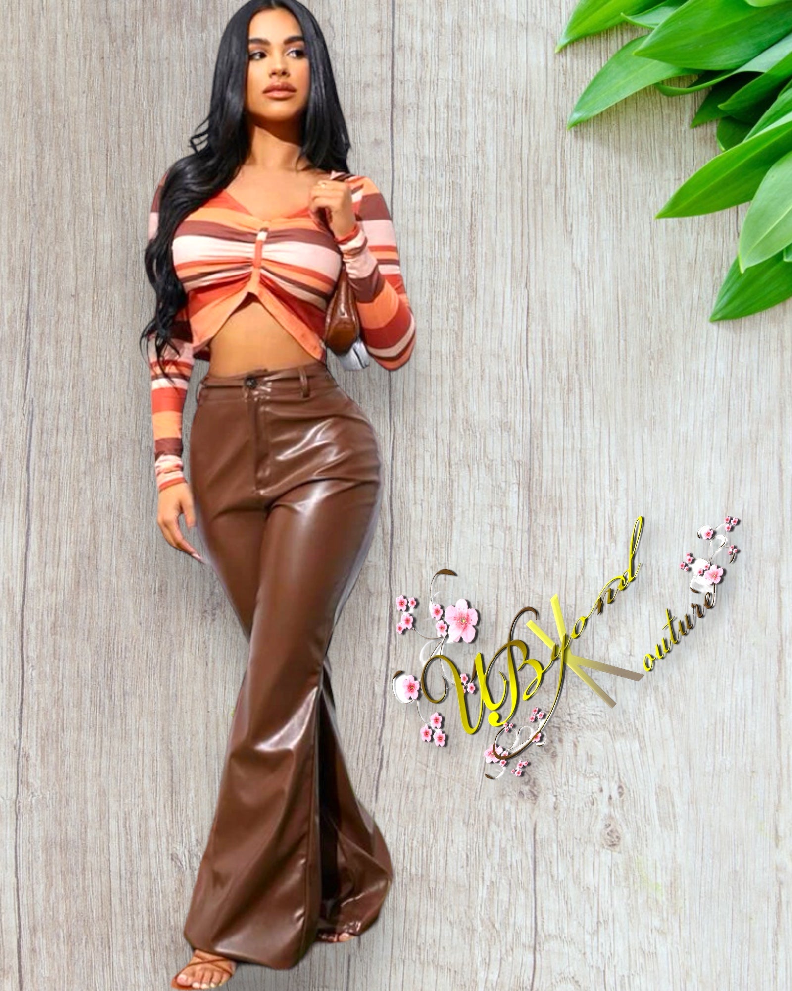 Chocolate City PU Leather Flare Leg Pants