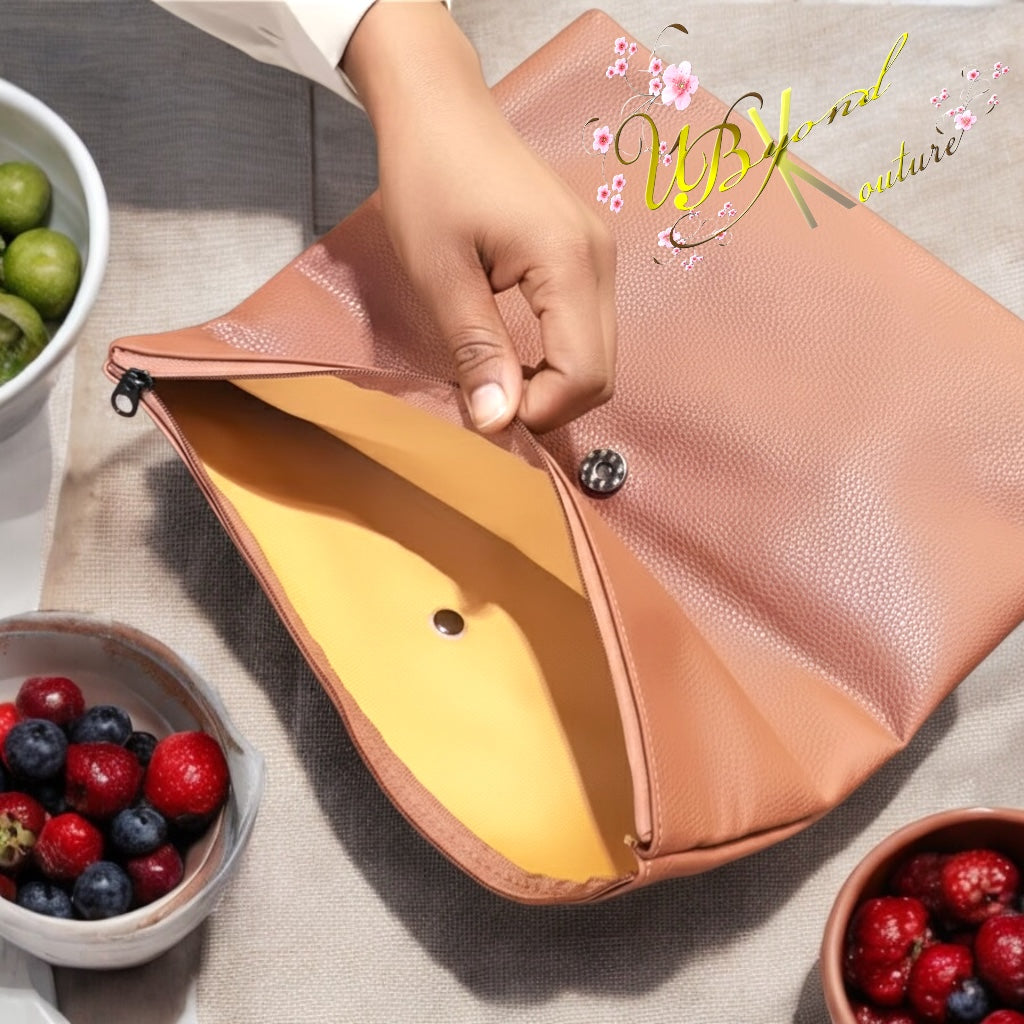 Rolled Down Pu Leather Clutch Bag