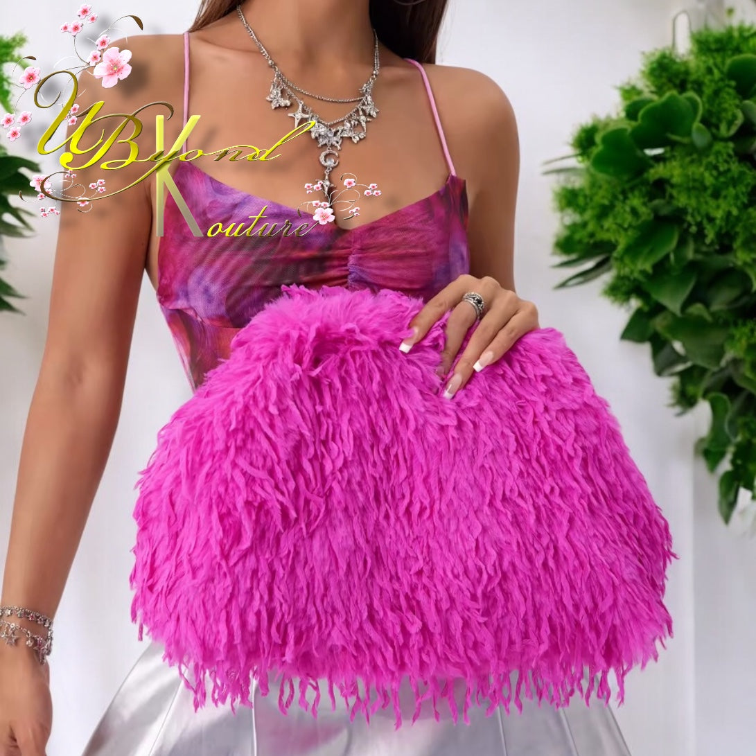 Keep Me Close Feather Clutch Bag