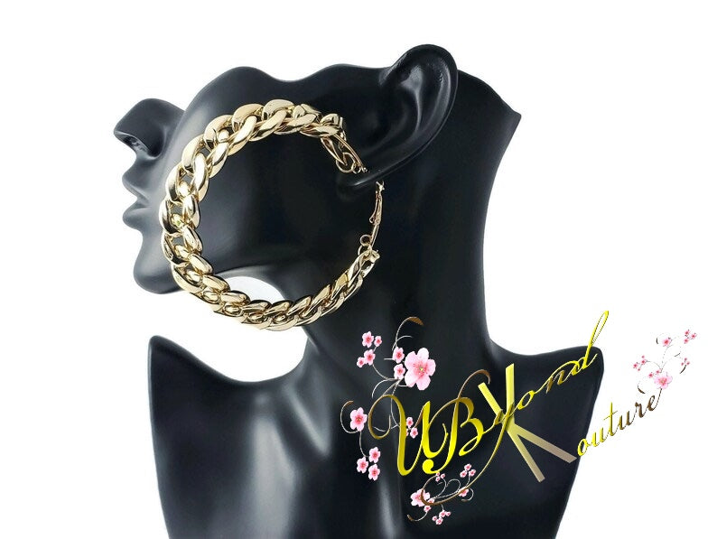 Chunky Cuban Link Hoop Earrings