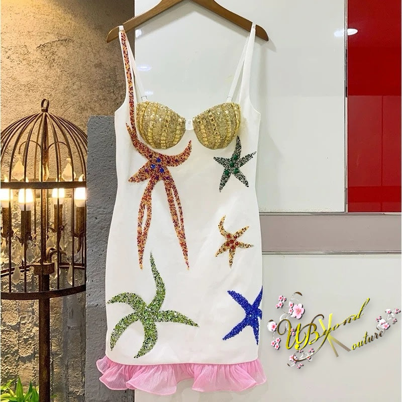 Ursula Rhinestone Starfish Mini Dress